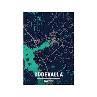 Uddevalla Blue Dark Color City Map T-Shirt