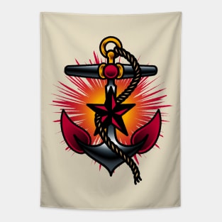 OldSalt American Traditional Starburst Nautical Anchor Tapestry