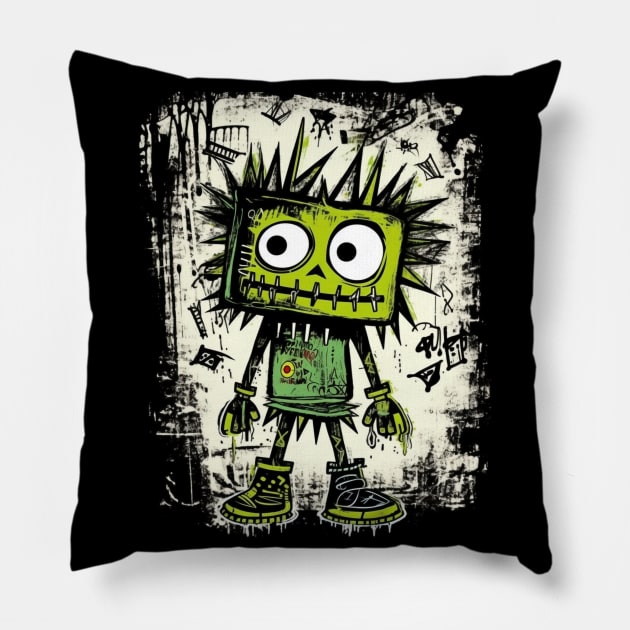 Mystical Green Guardian of Neo-Expressionism Pillow by Klimek Prints