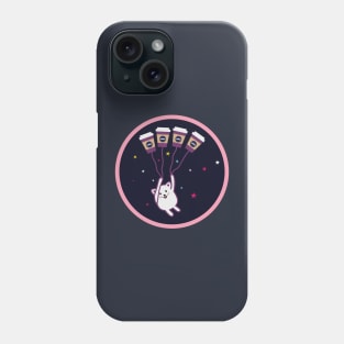 Cat flying To Coffee World Bubble Phone Case