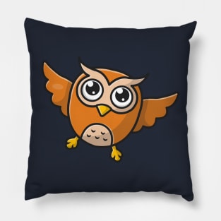 Cute Owl Flying Cartoon Vector Icon Illustration Pillow