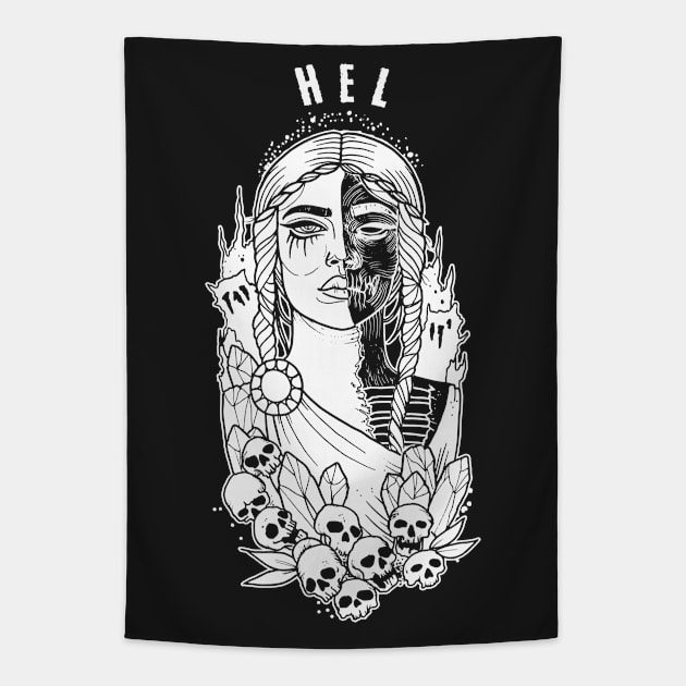 Hel goddess of Norse Hell called Helhiem Tapestry by tracydixon