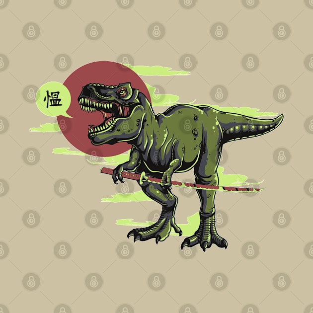 japanese Dinosaur with katana by Linna-Rose