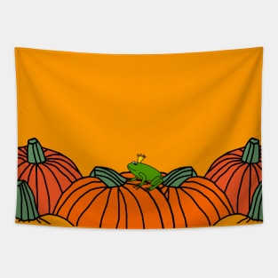 Frog Prince with Pumpkins Tapestry