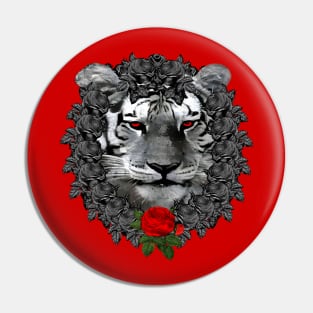 Tiger Red Rose Wreath Pin