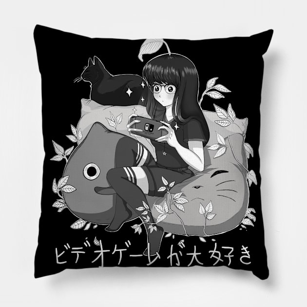 I love playing video games Pillow by Poesby