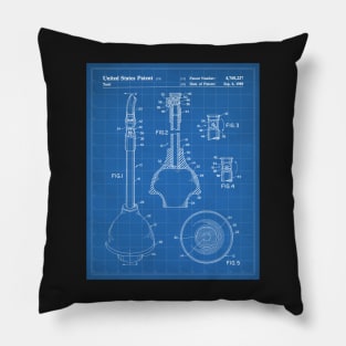 Toilet Plunger Patent - Housewarming Bathroom Art - Blueprint Pillow