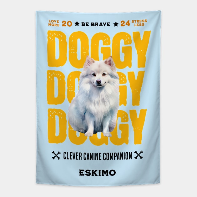 Doggy Eskimo Dog Tapestry by DavidBriotArt