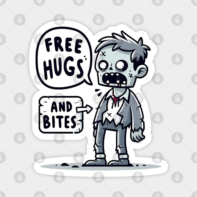 Free hugs and bites - Zombie Magnet by PrintSoulDesigns