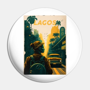 Lagos Nigeria Modern Streetscape Travel Art Poster Pin