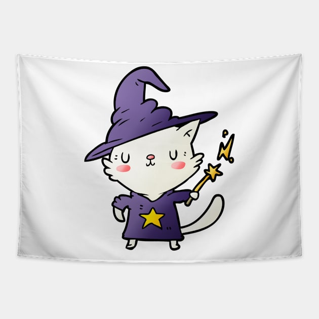 Cat Wizard Tapestry by OMC Designs