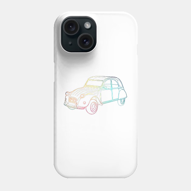 Rainbow shape line art old car Phone Case by AdiDsgn