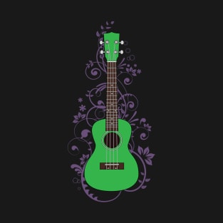 Green Ukulele Flowering Vines T-Shirt