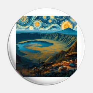 Ngorongoro Crater, Tansania, in the style of Vincent van Gogh's Starry Night Pin