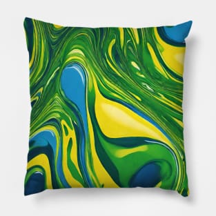 Green - Blue - Yellow Colorful Asymmetrical Pattern. Pillow