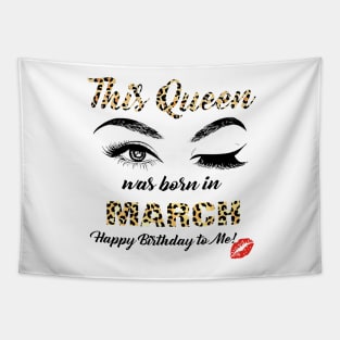 This Queen Was Born In March Leopard Pattern Tapestry