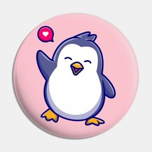 Cute Penguin Waving Hand Cartoon Pin