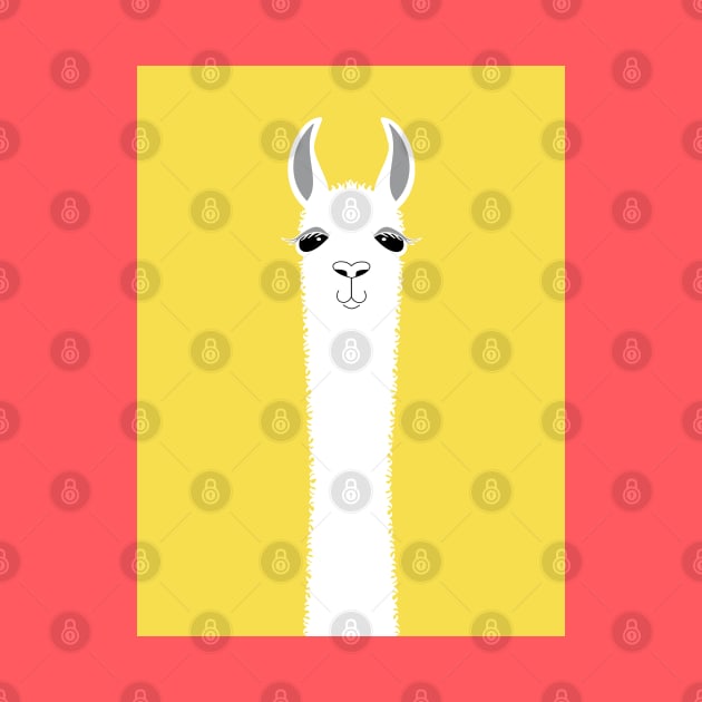 LLAMA PORTRAIT ON ILLUMINATING YELLOW by JeanGregoryEvans1