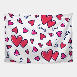 Love & Hearts - Doodle Tapestry