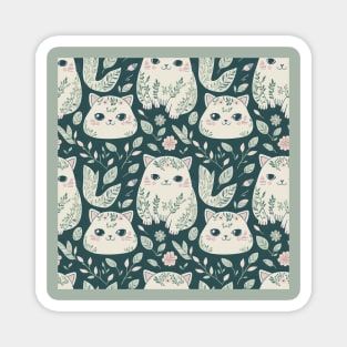 Elegant Cat Pattern Floral Pattern Magnet