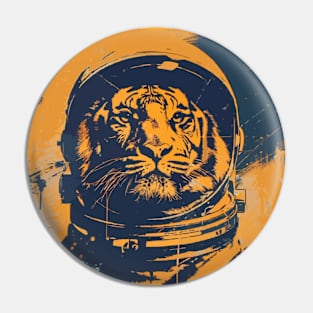 Vintage tiger astronaut portrait Pin