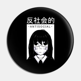 Antisocial Anime Japanese Text Aesthetic Vaporwave Pin