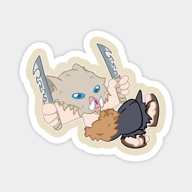 Chibi Demon Slayer inosuke Magnet by kelsmister