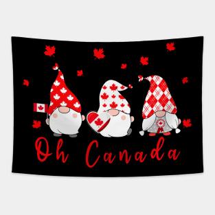 Patriotic Gnome Maple Leaves Happy Canada Day, Oh Canada Tapestry