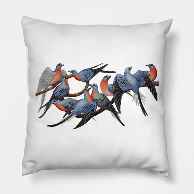 Passenger Pigeons Pillow by JadaFitch