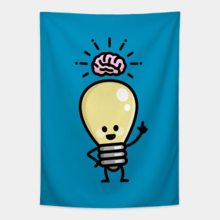 Idea creative genius light bulb brains creativity cartoon Tapestry