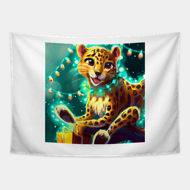 Cute Leopard Drawing Tapestry by Play Zoo