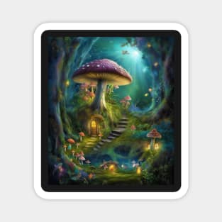 Magical Mushroom Village Magnet