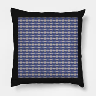 Cobalt blue and grey Stylized Four Leaf Clover Pillow