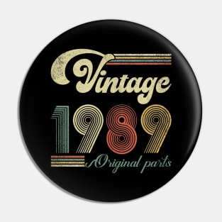 Retro Vintage 1989 35th Birthday Gift Men Women 35 Years Old Pin