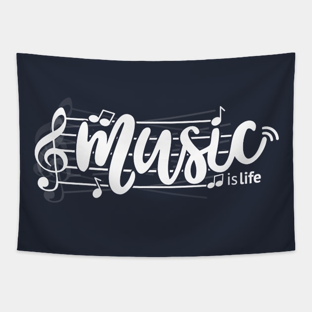 Music is life (white) Tapestry by Spaksu