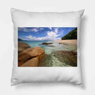 Rocks and clear water on Nudey Beach on Fitzroy Island in Far North Queensland Pillow