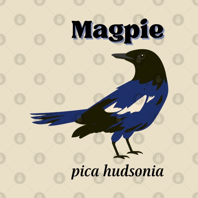 Magpie Bird Art with Scientific Name by pawsitronic