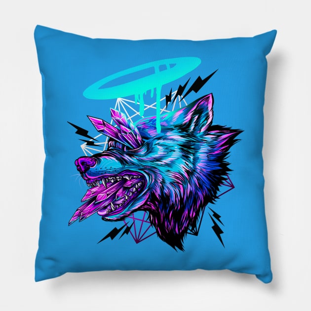 Crystal Wolf Pillow by Retkikosmos