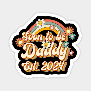 Soon To Be Daddy Est. 2024 Family 60s 70s Hippie Costume Magnet