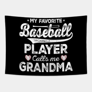 My Favorite Baseball Player Calls Me Grandma Sports Softball Tapestry