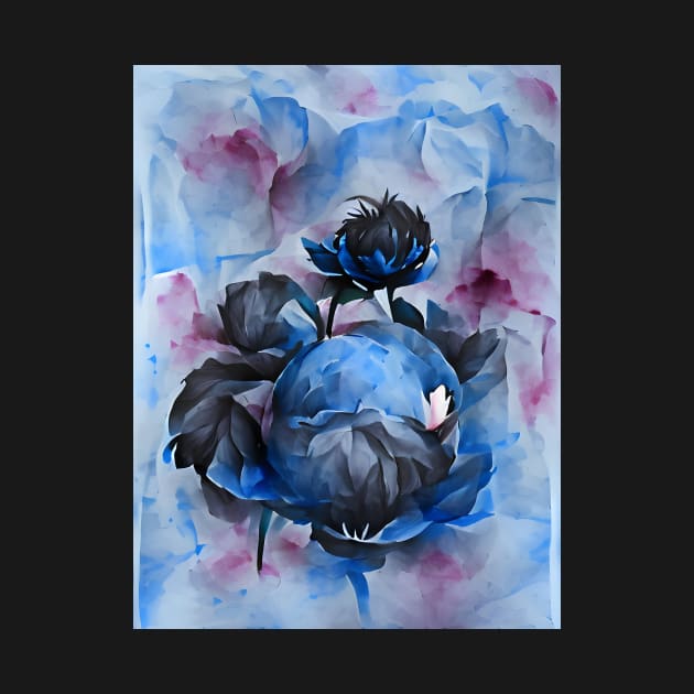 Abstract Blue Peonies by Sr-Javier