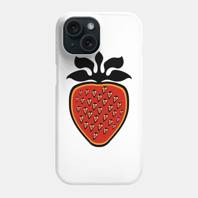 Single Strawberry Heart Berry Indigenous WAWEZHI CANADA Phone Case by WAWEZHI