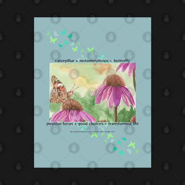 Painted Lady on Echinacea by KellyMillersArt