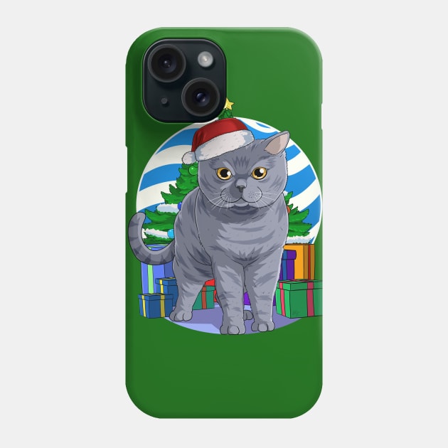 British Shorthair Cat Santa Christmas Gift Phone Case by Noseking