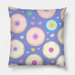 Donuts and hearts patterns in pastel color Pillow
