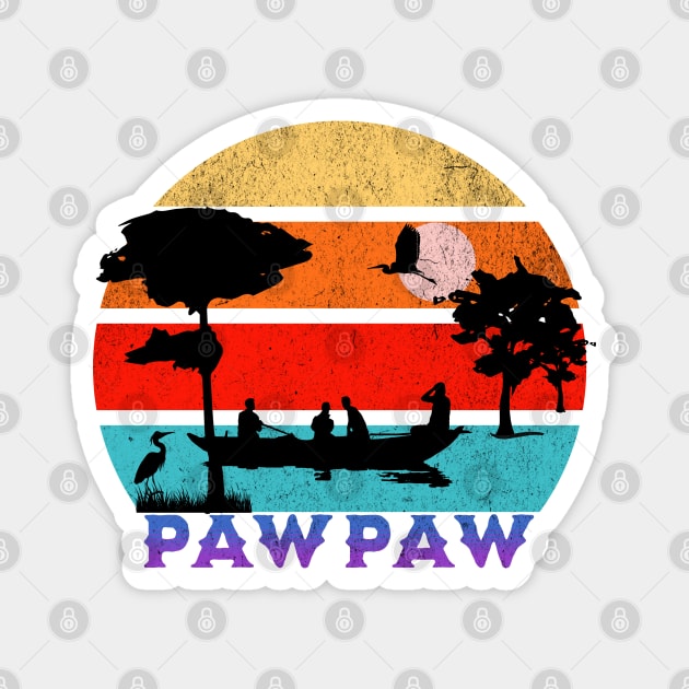 Pawpaw Retro Sunset Ocean Grandfather Magnet by HolidayBug