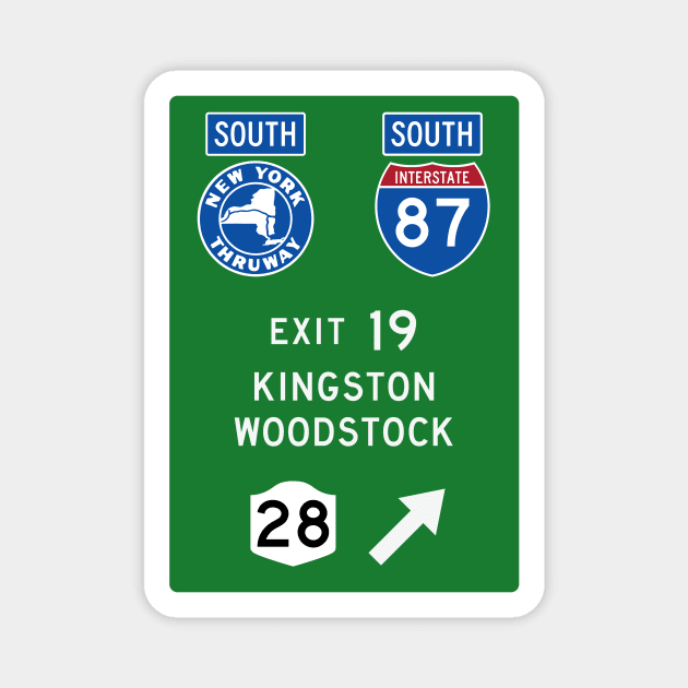 New York Thruway Southbound Exit 19: Kingston Woodstock Catskills Magnet by MotiviTees