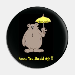 Comic Animation Surreal Abstract Bear with an Umbrella Pop Art Print Pin