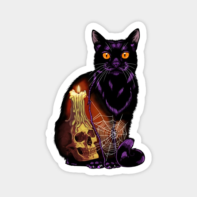 Halloween Cat with Skull Magnet by SierraTiegsArt