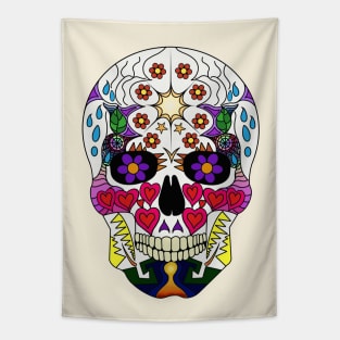 Colourful Sugar Skull - Third Eye Tapestry